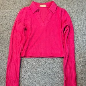 Altar’d State Hot Pink Collared Sweater